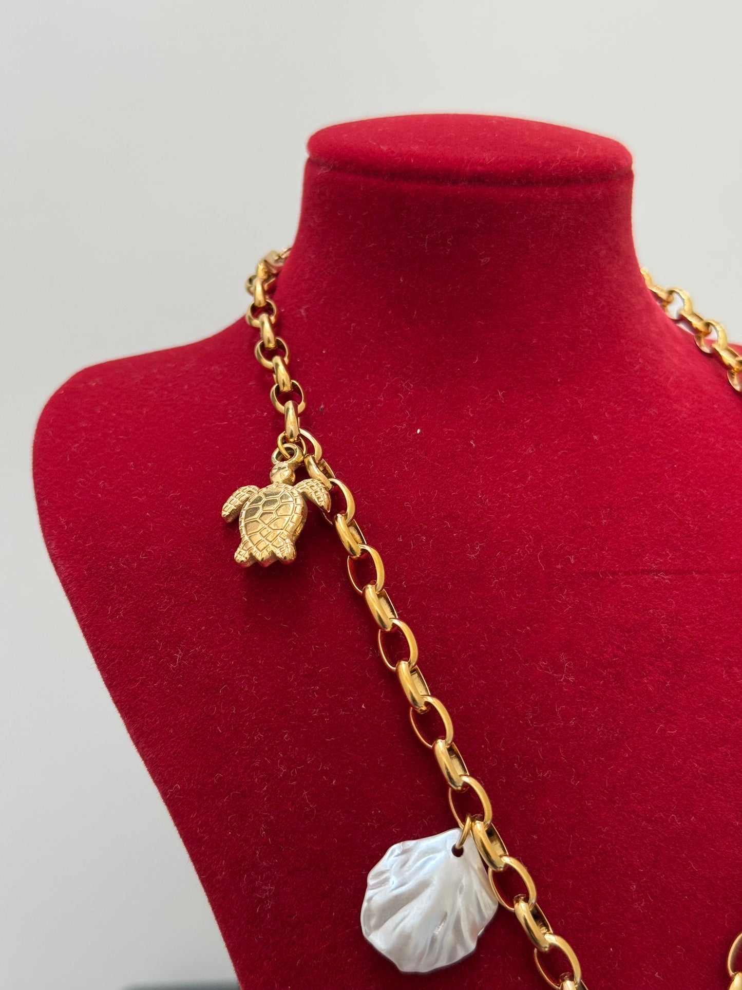 Golden Seashell Charm Necklace