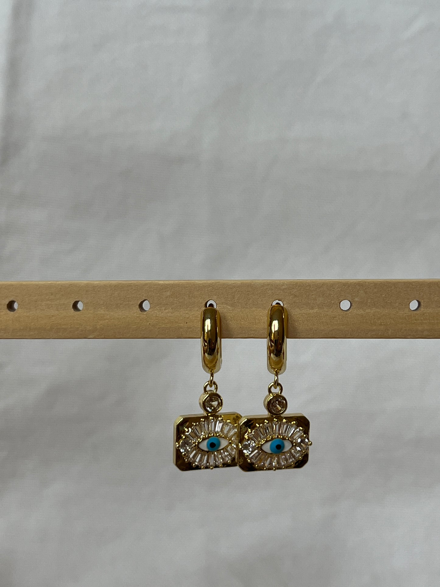 Square Evil Eye Drop Earring