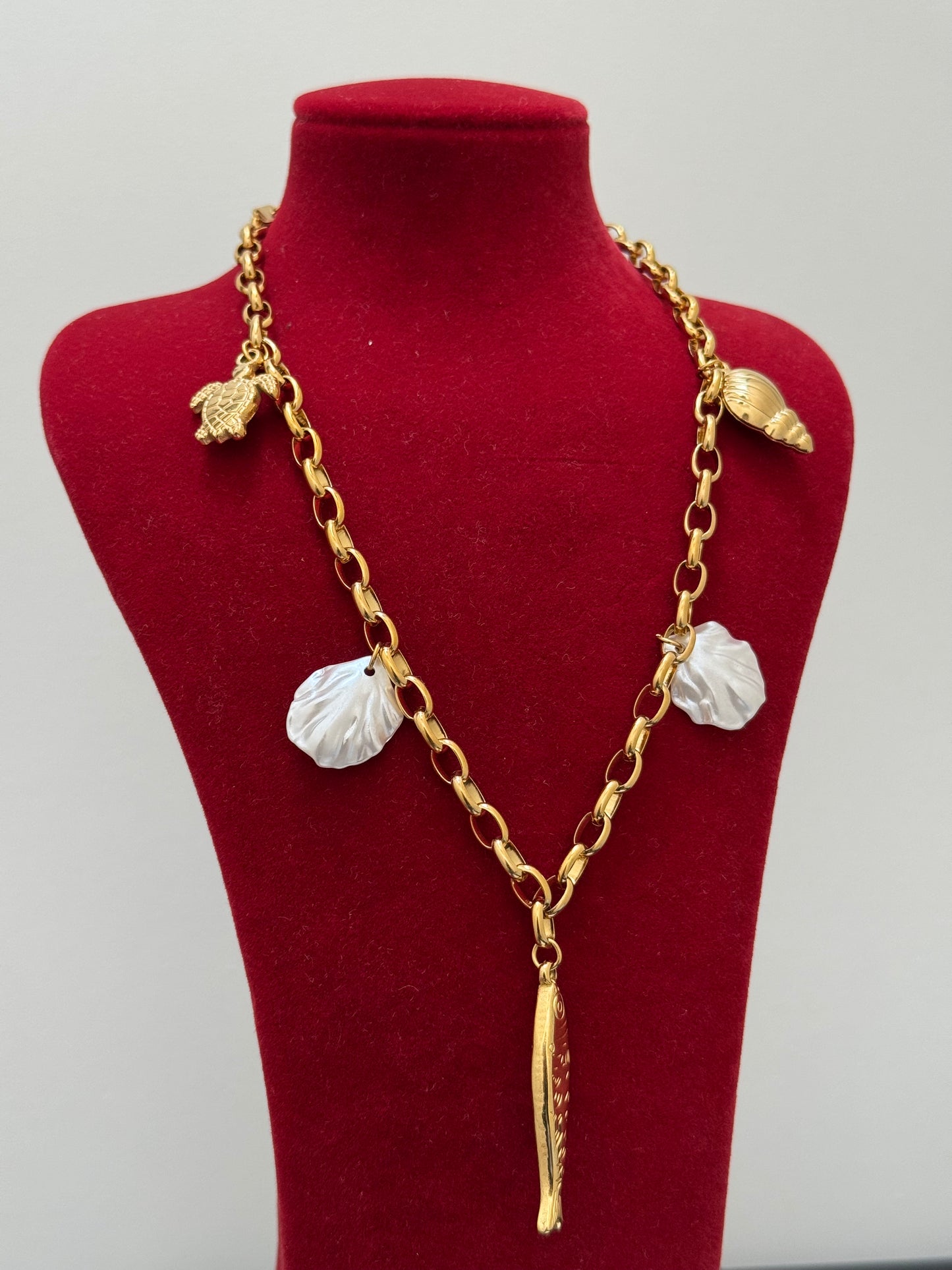 Golden Seashell Charm Necklace