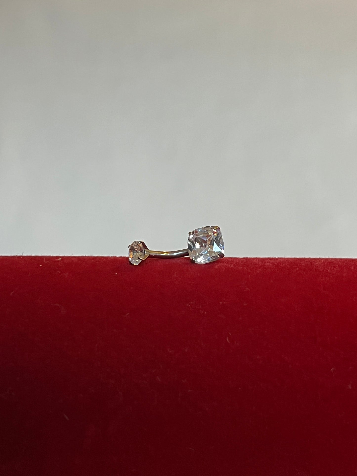 Square Stone Silver Belly Piercing