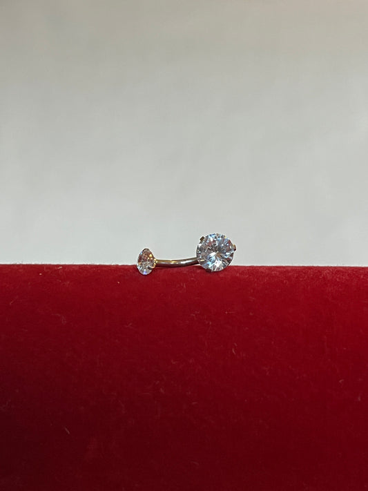 Classic Round Crystal Silver Belly Piercing