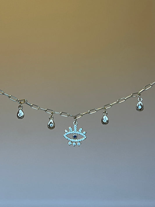 Evil Eye Drop Charm Bracelet